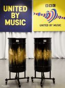 2x Drum Props from Sam Ryder performance in Grand Final - on wheeled bases - Dia 370 x H 920mm
