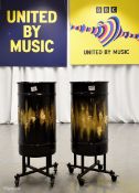 2x Drum Props from Sam Ryder performance in Grand Final - on wheeled bases - Dia 370 x H 920mm