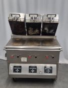 Taylor Commercial Foodservice stainless steel three zone clamshell grill