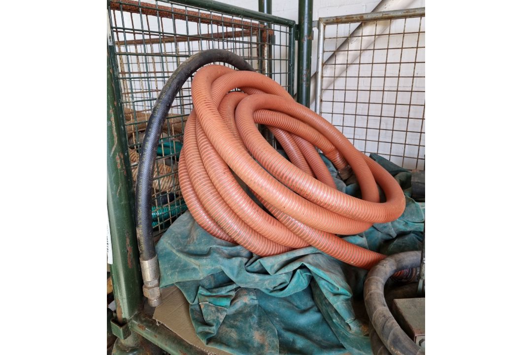 Water purification parts - small water tank, ribbed hose, hand pump with sump head, tie down pegs - Image 2 of 7