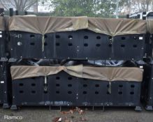 2x Revolve Technologies Ltd black metal stackable equipment containers - W 2140 x D 1120 x H 880mm