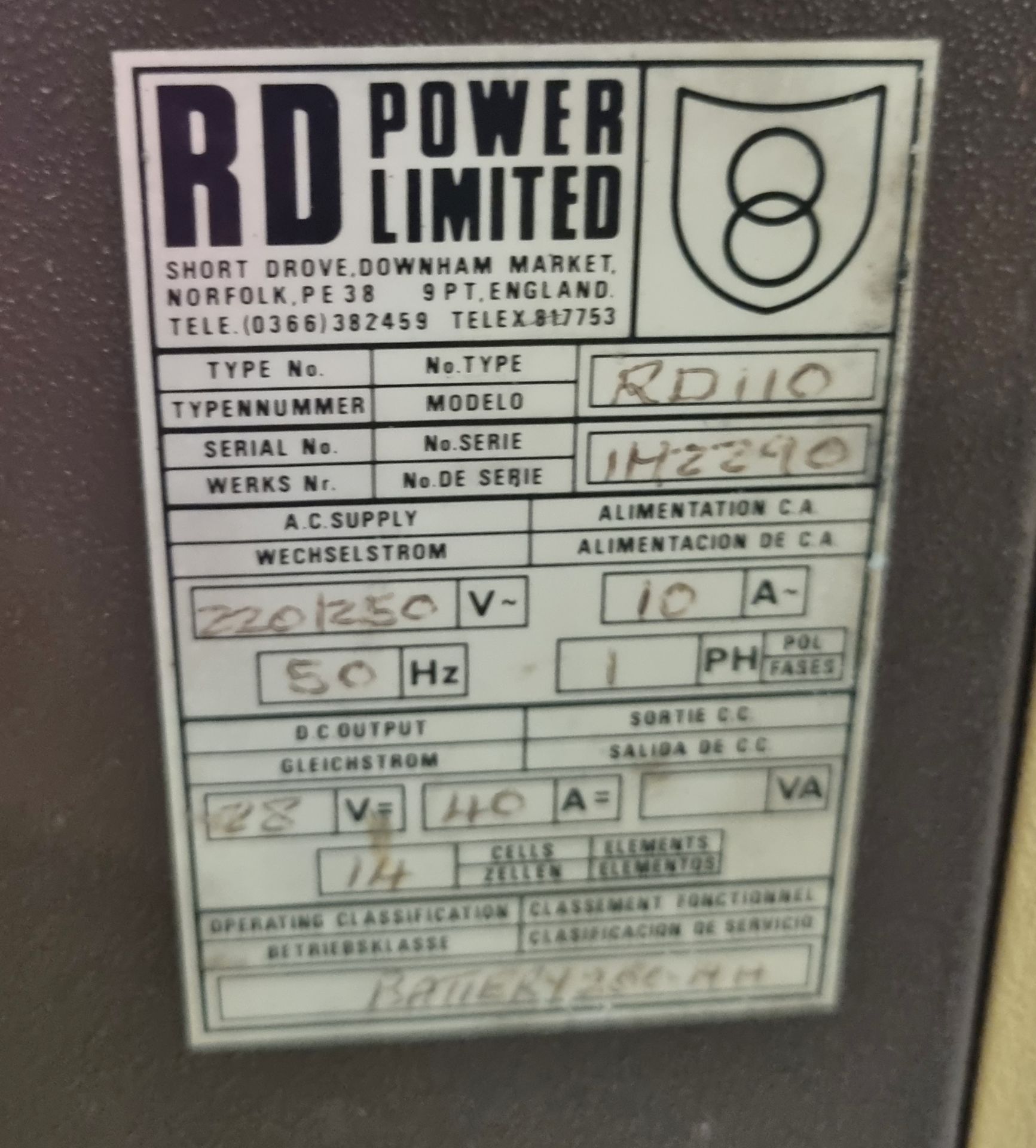 2x RD Power Limited RD 110 battery chargers - Image 7 of 7