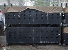 2x Revolve Technologies Ltd black metal stackable equipment containers - W 2140 x D 1120 x H 880mm