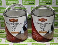 2x tins of Liberion professional hard wax oil - 2.5ltr per tin - teak