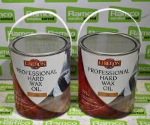 2x tins of Liberion professional hard wax oil - 2.5ltr per tin - teak