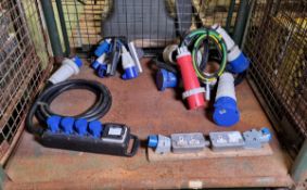 3x 125A power cables, Portable 63A in / 4x 16A out power distribution box, Various power leads