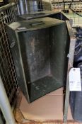 2x Metal storage containers with hinged lid - L 650 x W 400 x H 260m