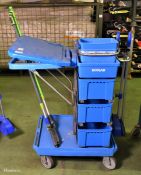 Ecolab janitorial trolley with cleaning accessories - L 950 x W 600 x H 950mm