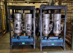 6x Twin burner paraffin space heaters - W 330 x D 220 x H 580mm - AS SPARES OR REPAIRS