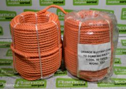 2x reels of orange buoyant rope - 50 yards each reel