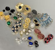 Property of the late Countess Haig: A collection of clip on Vintage 80's style earrings including