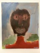 Peter McCarthy (contemporary) acrylic on canvas, abstract portrait, 51cm x 31cm