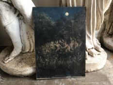 David Hill (1914-1977), egg tempera on board, Black mass, 40 x 28cm