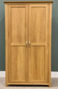 ULTRA-MODERN OAK TWO DOOR WARDROBE - having stylish brushed steel handles, 101cms H, 110cms W, 58cms