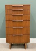 MID-CENTURY TEAK TYPE CHEST of six drawers - labelled 