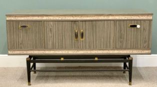 ITALIAN STYLE MID-CENTURY SIDEBOARD - melamine with four cupboard doors, 79cms H, 153cms W, 45cms D