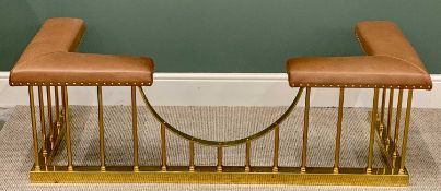 CLUB FENDER - reproduction brass and leather effect, 51cms H, 155cms W, 59cms D