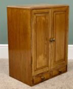 VINTAGE MAHOGANY STORAGE CUPBOARD - having twin doors, shelved interior and base drawers, 63cms H,