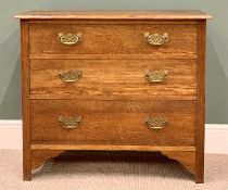 VINTAGE OAK CHEST OF THREE DRAWERS - 81cms H, 91cms W, 40cms D