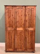 MODERN PINE TRIPLE WARDROBE - 182cms H, 118cms W, 51cms D