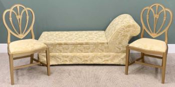 DAY BED - neatly upholstered having a storage compartment with lift-up top, 75cms H, 156cms W, 53cms