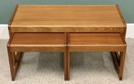 SUNELM TEAK NEST OF THREE TABLES - 43cms H, 95cms W, 42cms D the largest