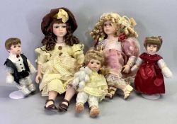 PORCELAIN COLLECTOR'S DOLLS (9) - the tallest 45cms including stand