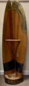EARLY 20TH CENTURY LAMINATED WOODEN PROPELLOR - with brass tips, cut in half and fashioned as