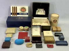 MIXED COLLECTION OF EMPTY BOODLE & DUNTHORNE & OTHER JEWELLERY BOXES, silver item box, vintage cigar