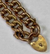 9CT ROSE GOLD CHUNKY CURB LINK BRACELET with padlock clasp, having hollow links, all individually