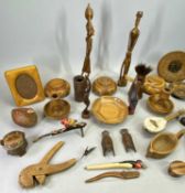TREEN - figures, bowls, dishes, candlesticks, ETC, mainly 20th Century