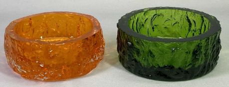 WHITEFRIARS TEXTURED RANGE GLASS BOWLS - 9688 pattern bowl in tangerine, 5cms H, 13cms diameter,