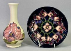 MOORCROFT PINK MAGNOLIA VASE - on cream ground with slender neck, impressed marks, 18cms H and a