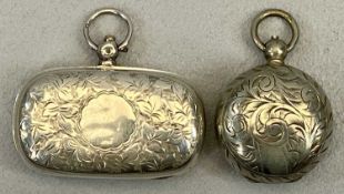 SILVER & WHITE METAL SOVEREIGN CASES (2) - Birmingham 1910, Maker's stamp 'A I', having foliate