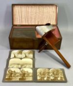 VICTORIAN STEREOSCOPIC VIEWER - stamped 'Patent Applied April 20 1897', and a set of over 100