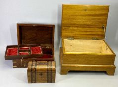 OAK DOME TOP DOUBLE TEA CADDY - Late 19th Century, painted to resemble stringing and Grecian key