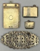 SILVER & WHITE METAL BIJOUTTERIE ITEMS (4) - to include a beaten silver notepad holder and pencil,