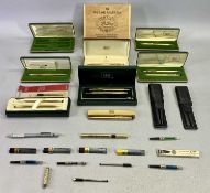 CROSS GOLD FILLED PEN & PENCILS GROUP with associated items, 11 in total, mostly boxed including