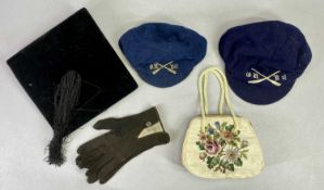 OXFORD UNIVERSITY BOATING CLUB BLUE CAPS (2) - Early 20th Century, an antique velvet mortar board