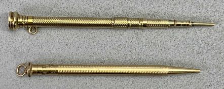 INGERSOLL REDIPOINT ROLLED GOLD TWIST FEED PENCIL and an unmarked gold tone propelling pencil with