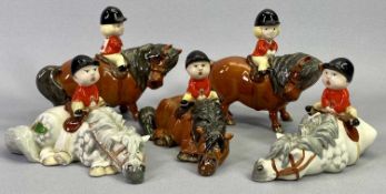 BESWICK NORMAN THELWELL HUMOROUS EQUESTRIAN FIGURES - 3 x Kick Start and 2 x Angels on Horseback