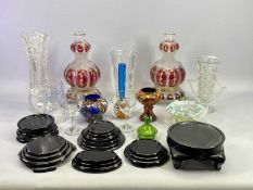 RETRO 1970s CZECHOSLOVAKIAN SPLATTER VASE, 12cms H, similar vase, 8cms H, a pair of Bohemian red and