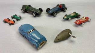 EARLY SCALEXTRIC RACING CARS (2) - Blue No 9 and Green No 3, two Play Craft slot racing cars, BRM