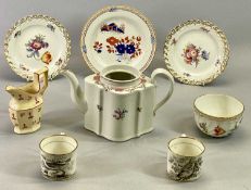 SPODE COFFEE CANS, A PAIR - Early 19th Century bat printed en-grisaille with birds, gilded edging,