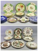 DECORATIVE PLATES & OTHER TABLEWARE - Flow Blue ribbon plates, three division hors d'oeuvres dish,