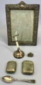 MIXED SMALL SILVER & EPNS WARE GROUP - 6 items to include an embossed silver photograph frame,