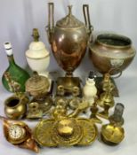 A REGENCY COPPER SAMOVAR - with ovoid body, bar and ring handles, on square base with scrolled feet,