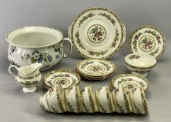 COALPORT MING ROSE - a tea service for 6 persons including 6 x cups, 6 x saucers, a sandwich