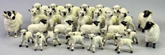 BESWICK FARM ANIMALS - speckled face ram, 2 x black faced sheep and 26 various lambs