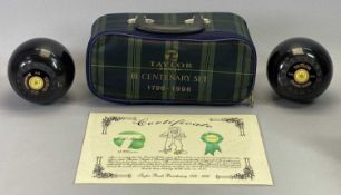 TAYLOR BOWLS, BI CENTENARY SET 1796 - 1996, A PAIR - with tartan carry case, box and certificate,